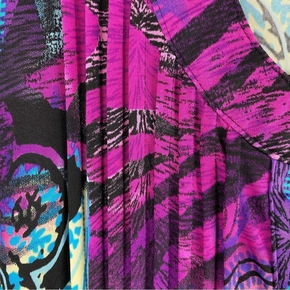 La Cera Pleat Front Printed Tunic Blue Purple Large - Picture 9 of 13